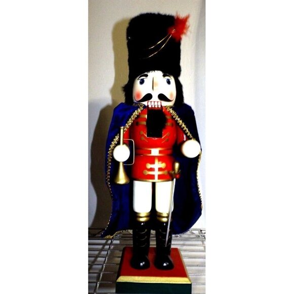 Unbranded Other - Wooden Nutcracker 18" Blue Cape, Bearskin, Bugle and Sword 2006